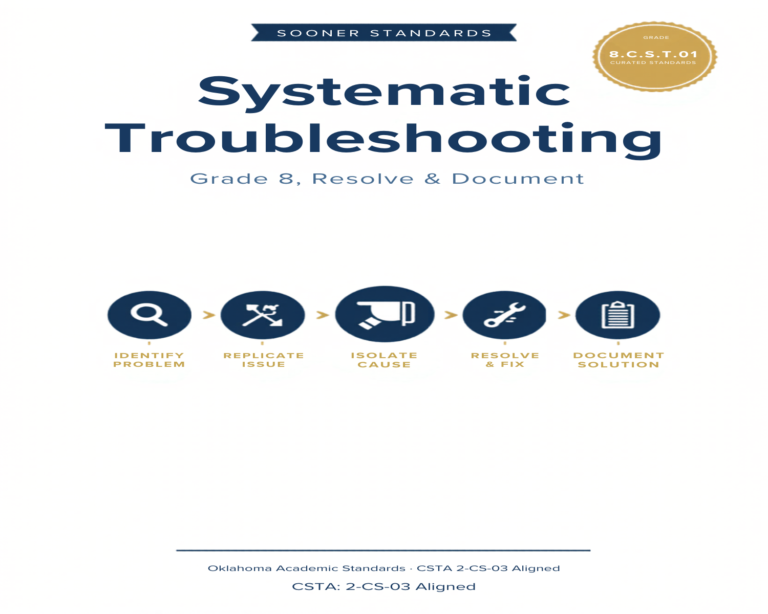 Teaching systematic troubleshooting in Grade 8 unit cover (OAS 8.CS.T.01)