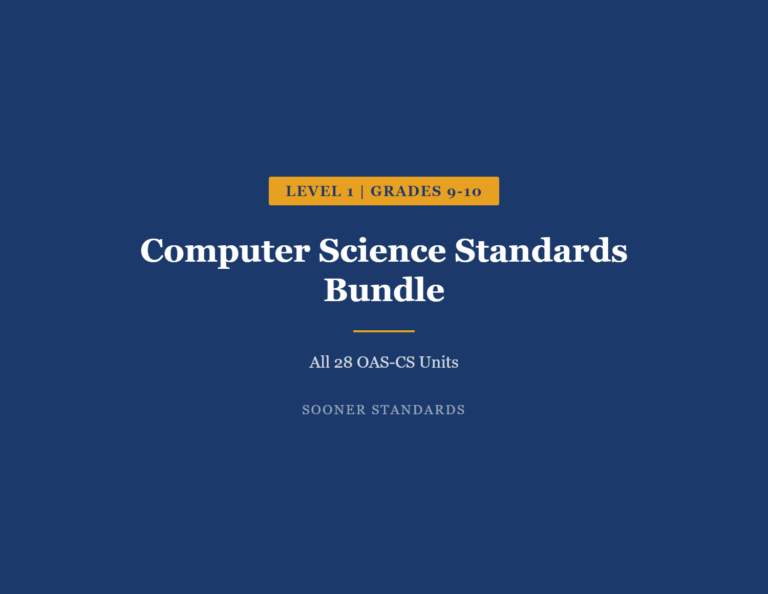 Level 1 grades 9-10 Oklahoma Computer Science standards compared to CSTA national standards