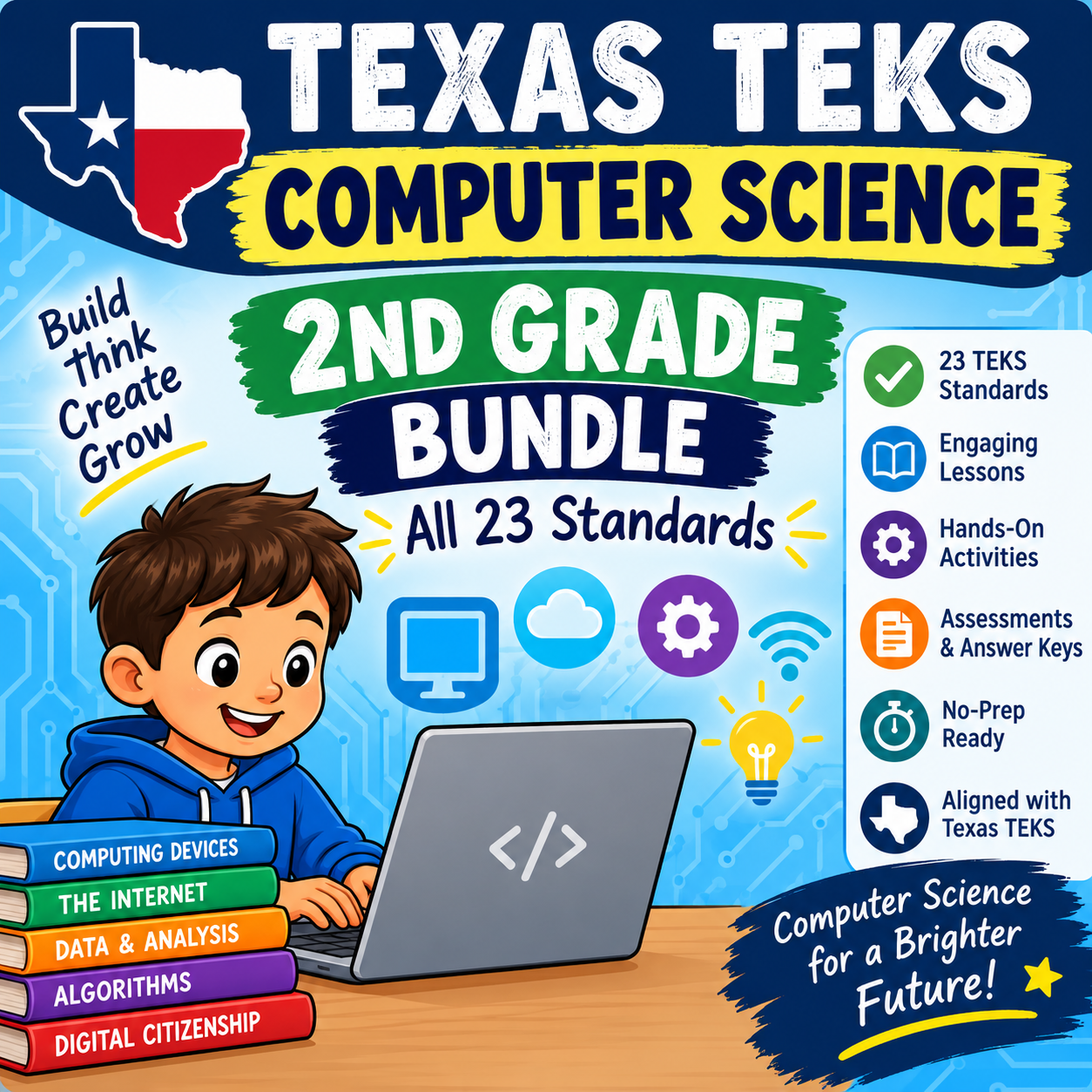 2nd Grade Computer Science Curriculum: Every Texas TEKS §126.3 Standard, No Prep